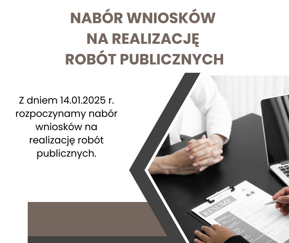 Zdjęcie artykułu Nabór wniosków na realizację robót publicznych.