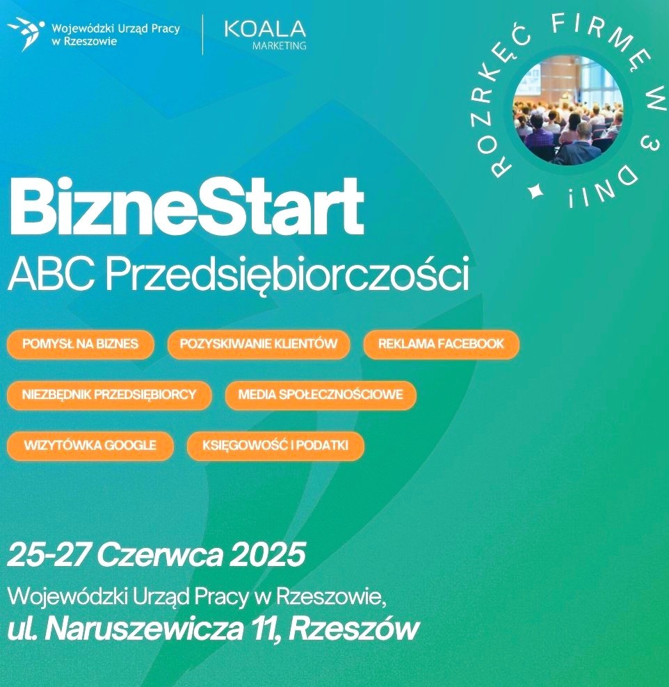 Zdjęcie artykułu Szkolenie z zakresu zakładania własnej działalności gospodarczej pt. „BizneStart ABC Przedsiębiorczości"
